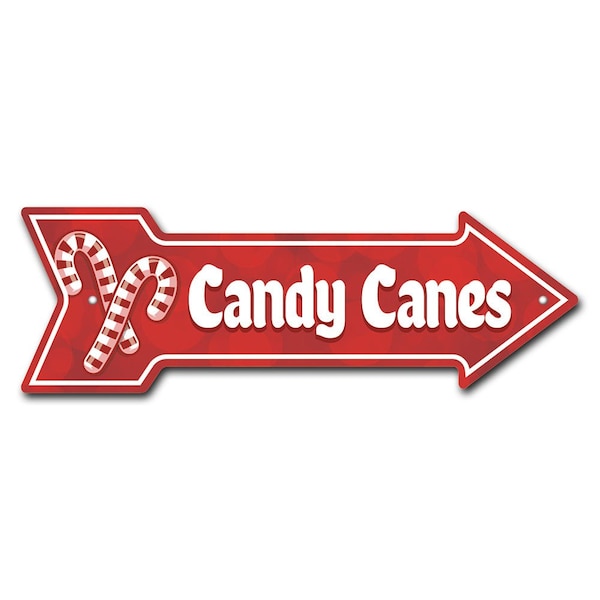 Candy Canes Arrow Sign Funny Home Decor 30in Wide